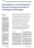 Vorschauseite 1: Routinedaten im Innovationsfonds – Relevanz und prozessorientierte Handlungsempfehlungen
