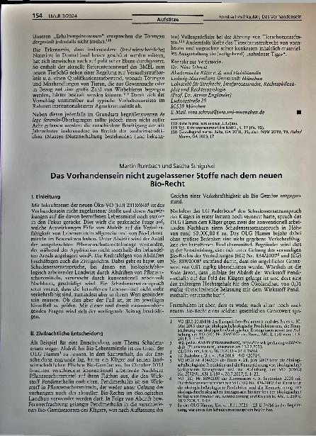 Vorschauseite 1: Das Vorhandensein nicht zugelassener Stoffe nach dem neuen Bio-Recht.