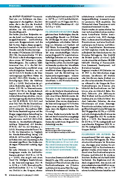 Vorschauseite 1: Respiratorische Fluorchinolon-Monotherapie vs. ß-Lactam plus Makrolid-Kombinationstherapie bei hospitalisierten Patienten mit ambulant erworbener Pneumonie