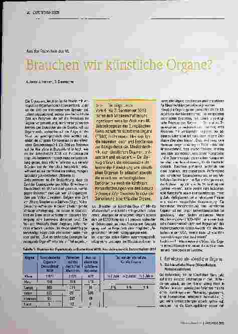 Vorschauseite 1: Brauchen wir künstliche Organe?