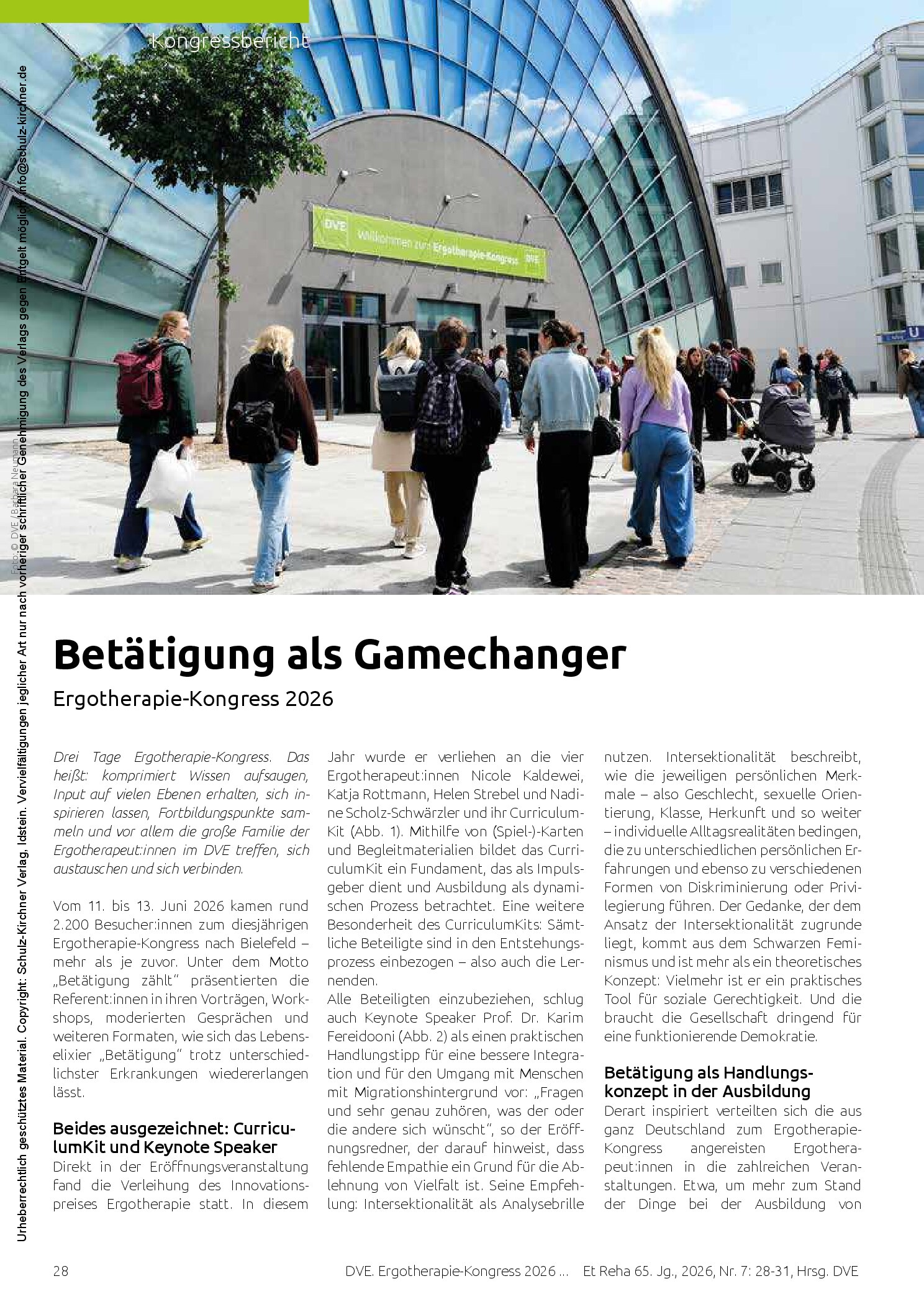 Vorschauseite 1: Betätigung als Gamechanger – Ergotherapie-Kongress 2026