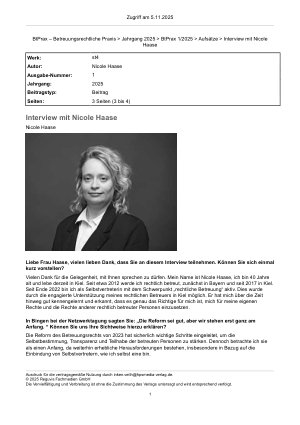 Vorschauseite 1: Interview mit Nicole Haase