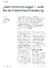 Vorschauseite 1: „Mehr Fortschritt wagen“ - auch bei der Krankenhausfinanzierung