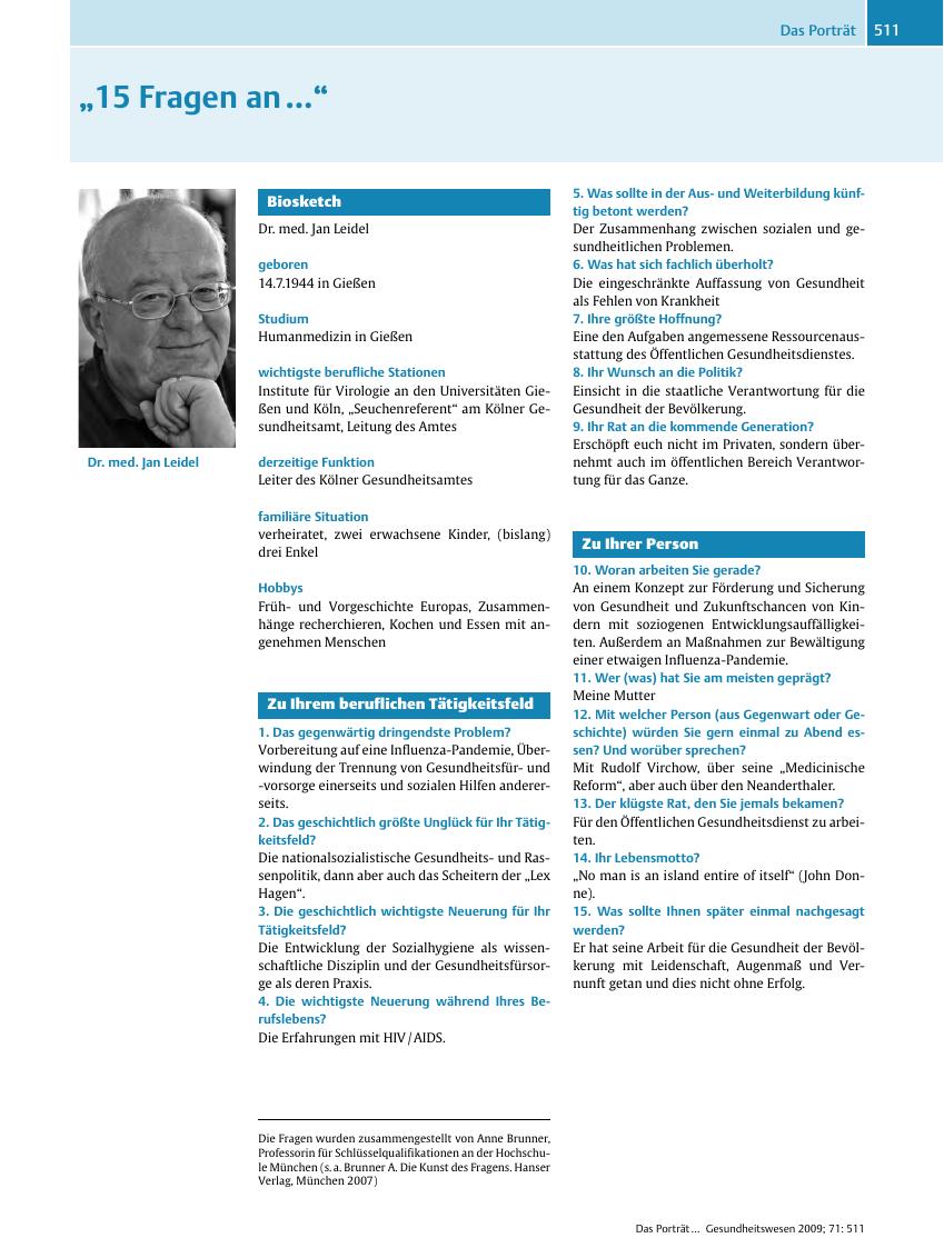 Vorschauseite 1: „15 Fragen an …”