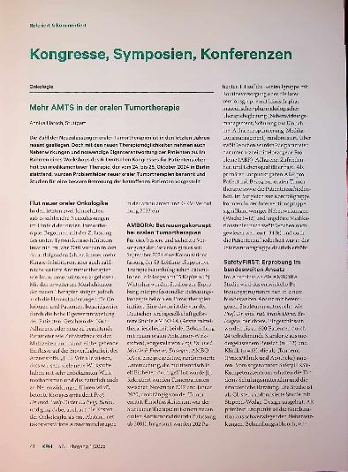 Vorschauseite 1: Kongresse, Symposien, Konferenzen Mehr AMTS in der oralen Tumortherapie
