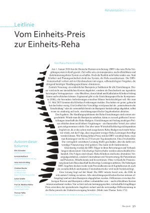 Vorschauseite 1: Vom Einheits-Preis zur Einheits-Reha