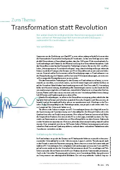 Vorschauseite 1: Transformation statt Revolution