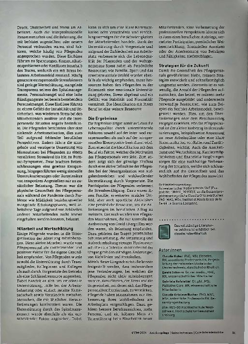 Vorschauseite 2: Wie Pflegende in Krisenzeiten gesund bleiben