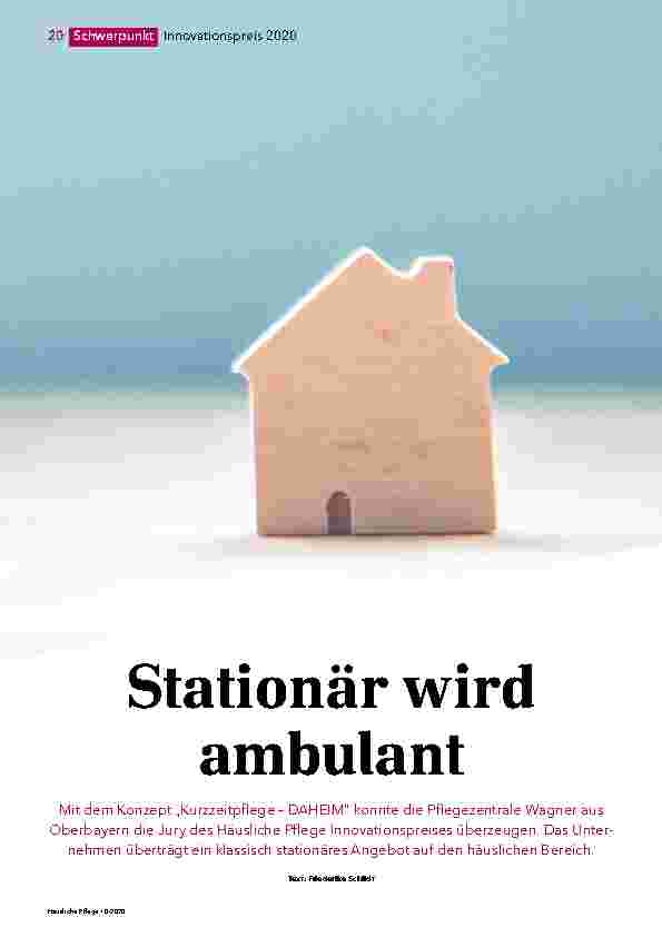 Vorschauseite 1: Stationär wird ambulant.