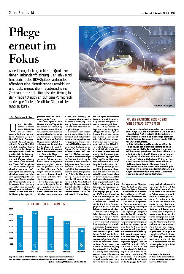 Vorschauseite 1: Pflege erneut im Fokus