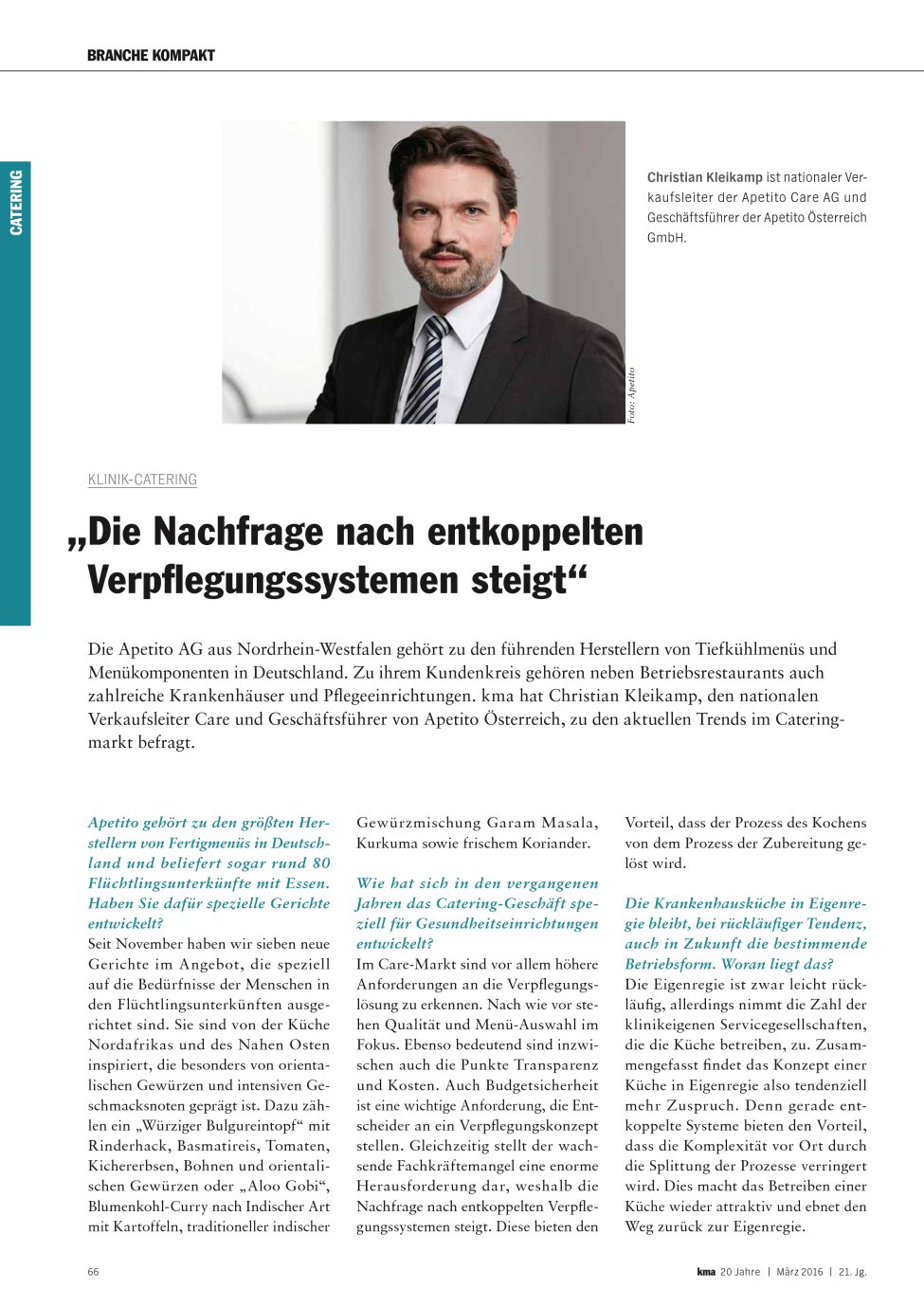 Vorschauseite 1: ?Die Nachfrage nach entkoppelten Verpflegungssystemen steigt?