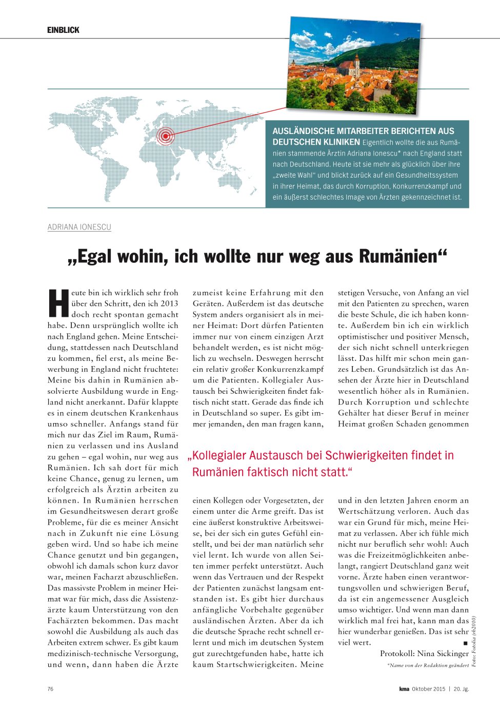 Vorschauseite 1: ?Egal wohin, ich wollte nur weg aus Rumänien?