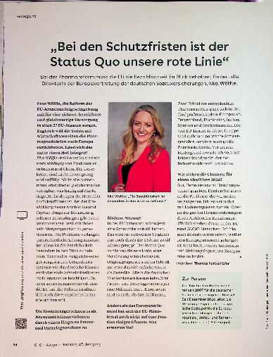 Vorschauseite 1: „Bei den Schutzfristen ist der Status Quo unsere rote Linie.“