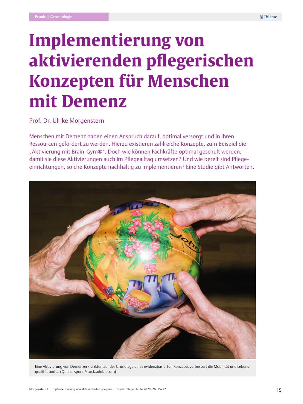 Vorschauseite 1: Implementierung von aktivierenden pflegerischen Konzepten für Menschen mit Demenz