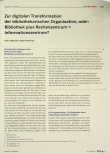 Vorschauseite 1: Zur digitalen Transformation der bibliothekarischen Organisation, oder: Bibliothek plus Rechenzentrum = Informationszentrum?