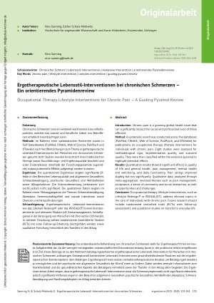 Vorschauseite 1: Ergotherapeutische Lebensstil-Interventionen bei chronischen Schmerzen – Ein orientierendes Pyramidenreview