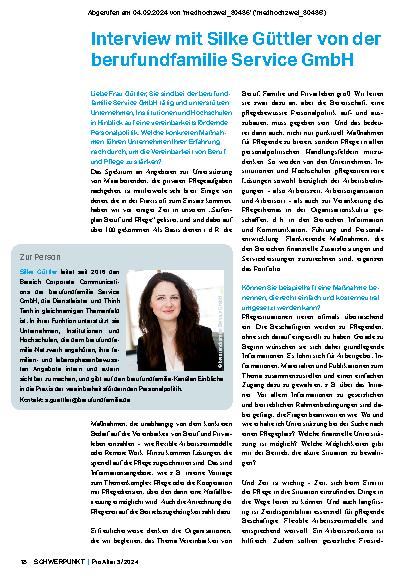 Vorschauseite 1: Interview mit Silke Güttler von der berufundfamilie Service GmbH