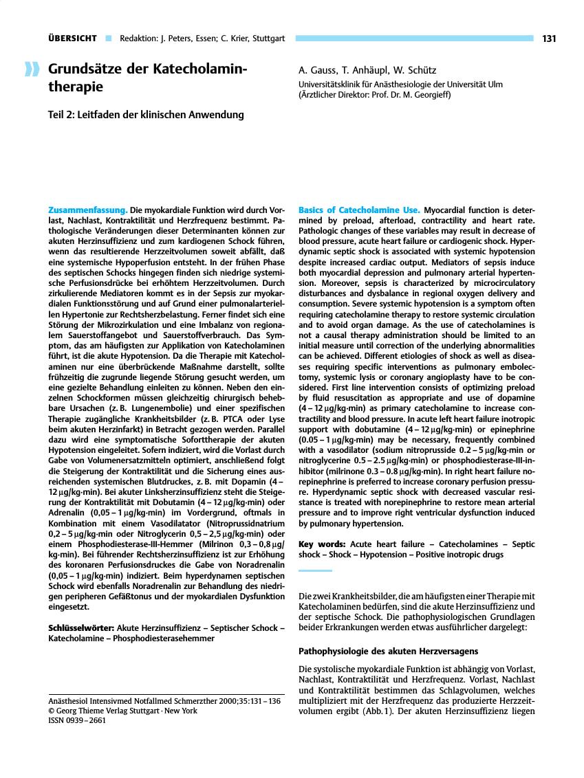 Vorschauseite 1: Grundsätze der Katecholamintherapie