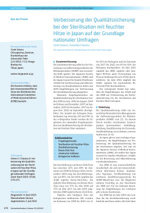 Vorschauseite 1: Verbesserung der Qualitätssicherung bei der Sterilisation mit feuchter Hitze in Japan auf der Grundlage nationaler Umfragen