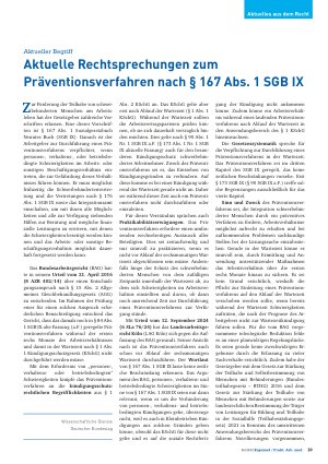 Vorschauseite 1: Aktuelle Rechtsprechungen zum Präventionsverfahren nach § 167 Abs. 1 SGB IX