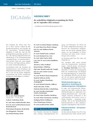 Vorschauseite 1: NIEDERSCHRIFT der ordentlichen Mitgliederversammlung der DGAI am 18. September 2025 in Kassel