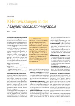 Vorschauseite 1: Aus der Klinik KI-Entwicklungen in der Magnetresonanztomographie