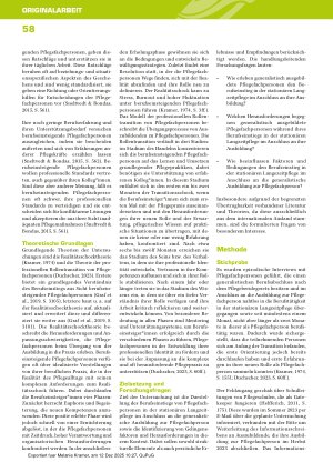 Vorschauseite 3: Die Perspektive generalistischer Pflegefachpersonen auf ihren Berufseinstieg in der stationären Langzeitp ege: Eine qualitative Erhebung.
