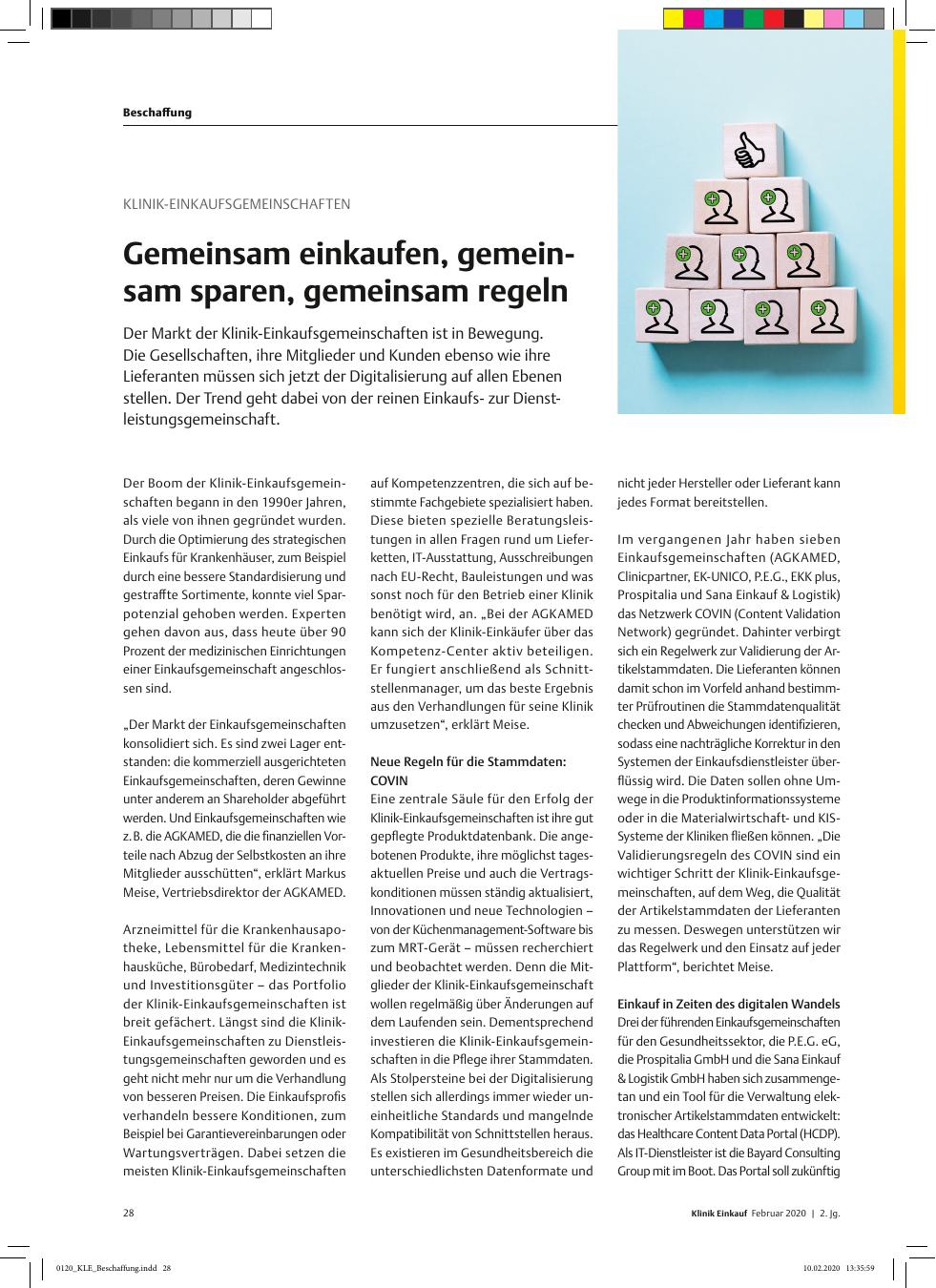 Vorschauseite 1: Klinik-Einkaufsgemeinschaften: Gemeinsam einkaufen, gemeinsam sparen, gemeinsam regeln