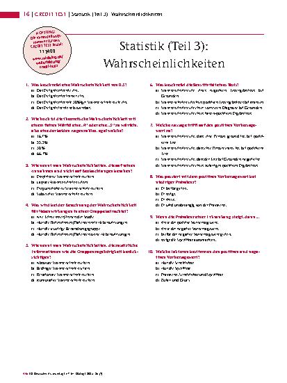 Vorschauseite 5: Statistik (Teil 3): Wahrscheinlichkeiten