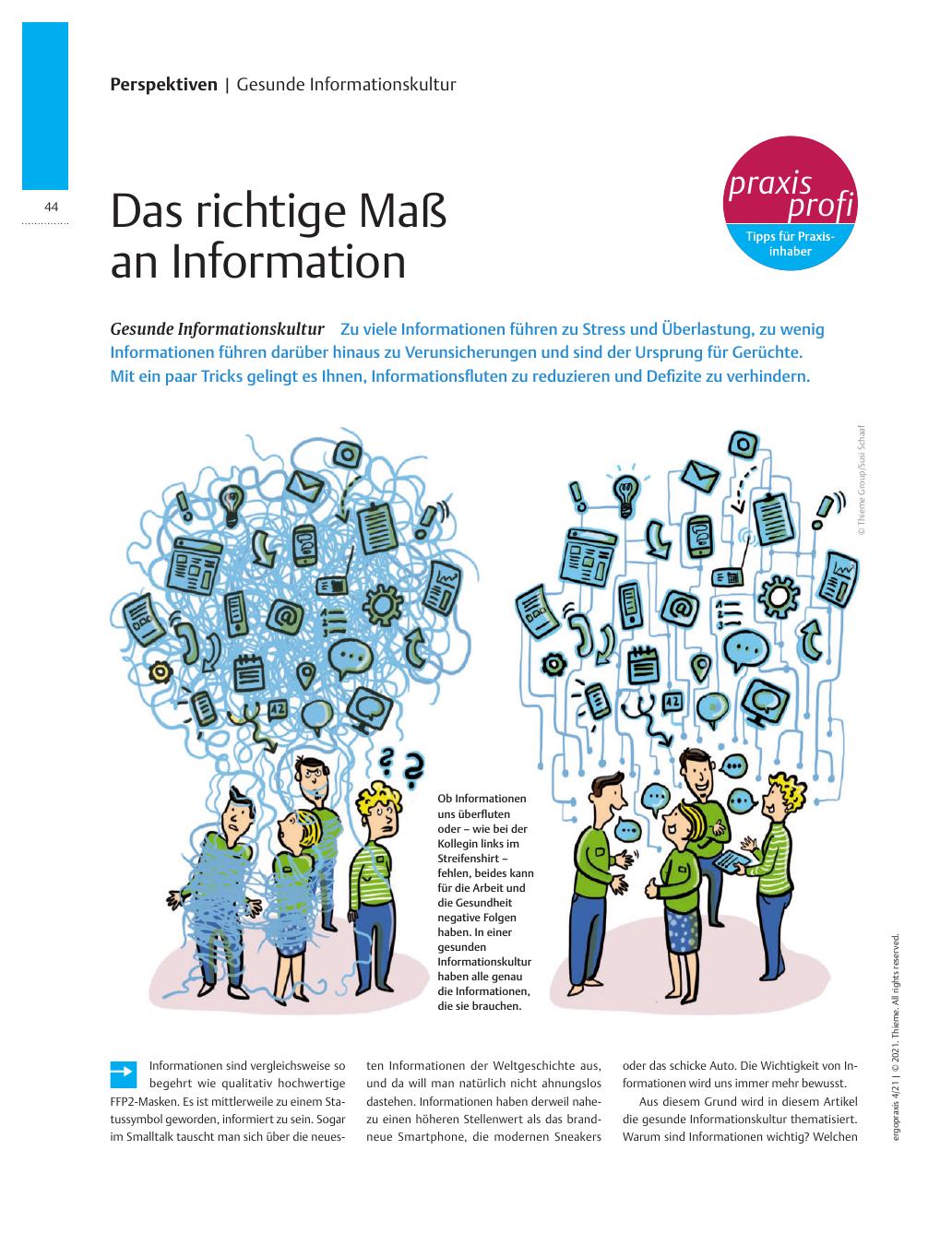 Vorschauseite 1: Das richtige Maß an Information – Gesunde Informationskultur