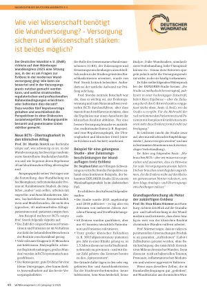 Vorschauseite 1: Wie viel Wissenschaft benötigt die Wundversorgung? – Versorgung sichern und Wissenschaft stärken: ist beides möglich?