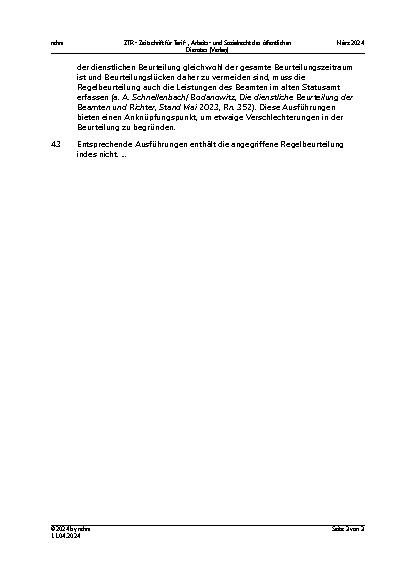 Vorschauseite 3: IV. Beamtenrecht Begründungspflicht für wesentliche Verschlechterung einer Regelbeurteilung