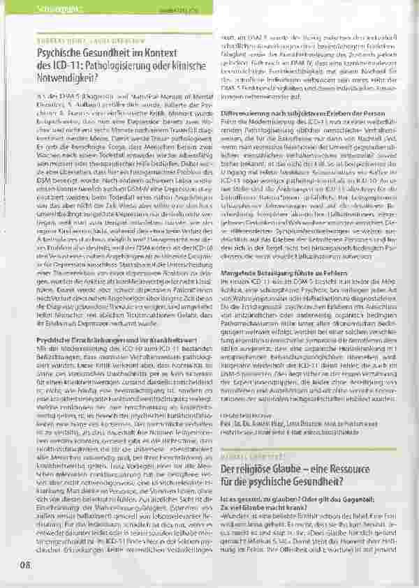 Vorschauseite 1: Der religiöse Glaube - eine Ressource für die psychische Gesundheit?