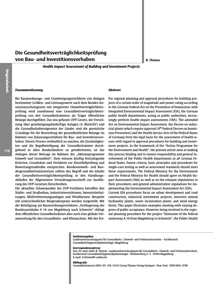 Vorschauseite 1: Die Gesundheitsverträglichkeitsprüfung von Bauund Investitionsvorhaben