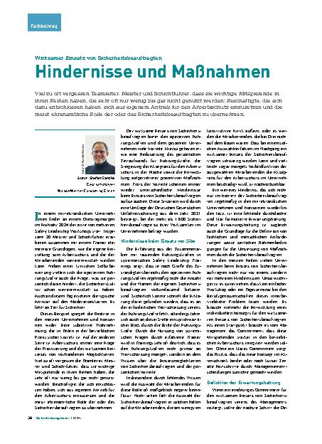 Vorschauseite 1: Wirksamer Einsatz von Sicherheitsbeauftragten: Hindernisse und Maßnahmen