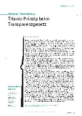 Vorschauseite 1: Titanic-Prinzip beim Transparenzgesetz