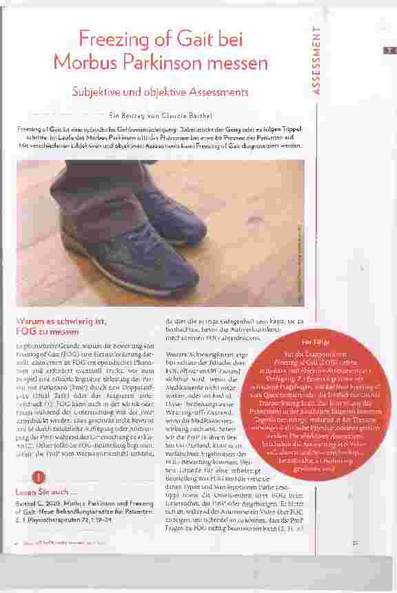Vorschauseite 1: Freezing of Gait bei Morbus Parkinson: Messen subjektive und objektive Assessments.