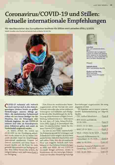 Vorschauseite 1: Coronavirus/COVID-19 und Stillen: aktuelle internationale Empfehlungen