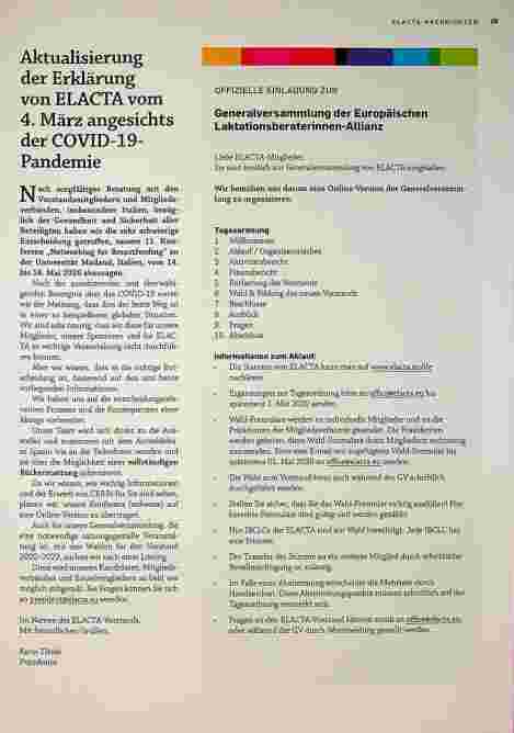 Vorschauseite 3: Coronavirus/COVID-19 und Stillen: aktuelle internationale Empfehlungen