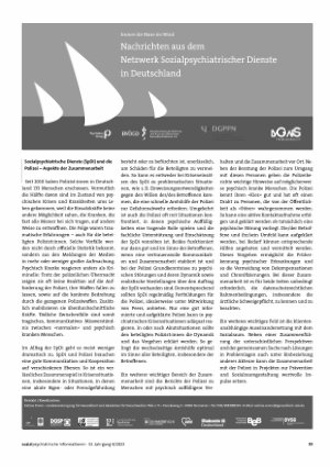 Vorschauseite 1: Nachrichten aus dem Netzwerk Sozialpsychiatrischer Dienste in Deutschland