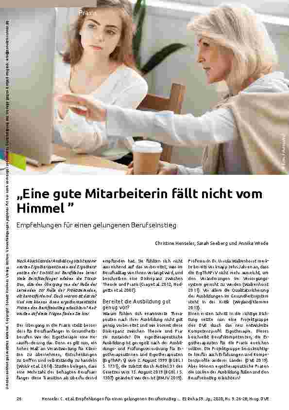 Vorschauseite 1: Eine gute Mitarbeiterin fällt nicht vom Himmel - Empfehlungen für einen gelungenen Berufseinstieg
