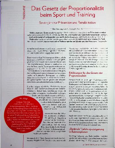Vorschauseite 1: Das Gesetz der Proportionalität beim Sport und Training: Strategien zur Prävention und Rehabilitation