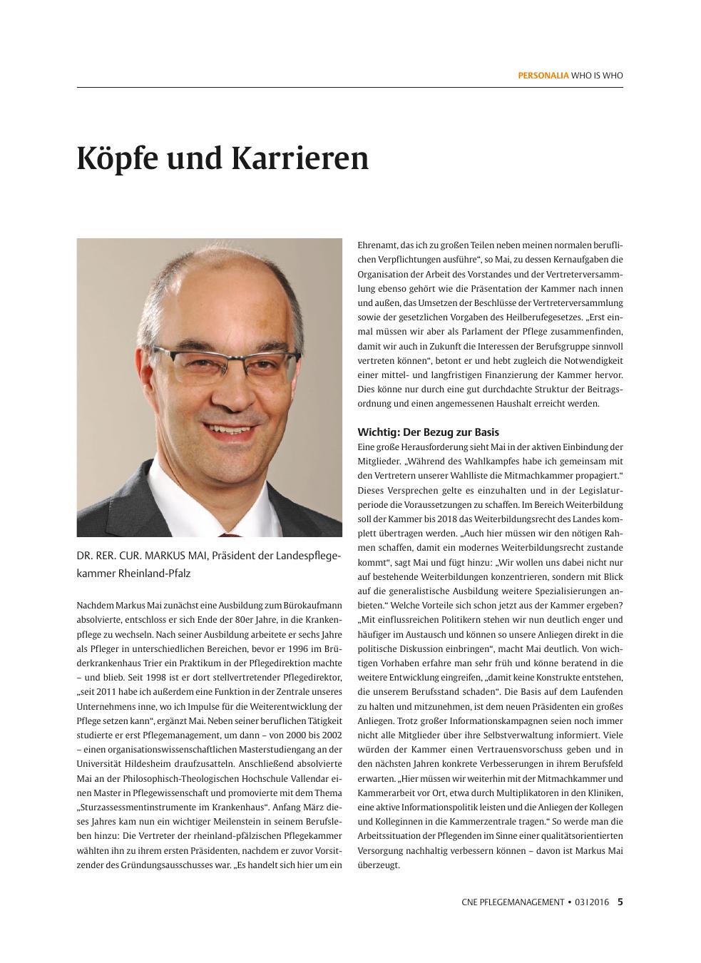 Vorschauseite 1: Köpfe und Karrieren