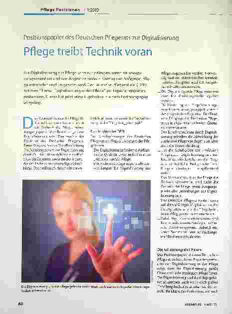 Vorschauseite 1: Positionspapier des Deutschen Pflegerats zur Digitalisierung: Pflege treibt Technik voran