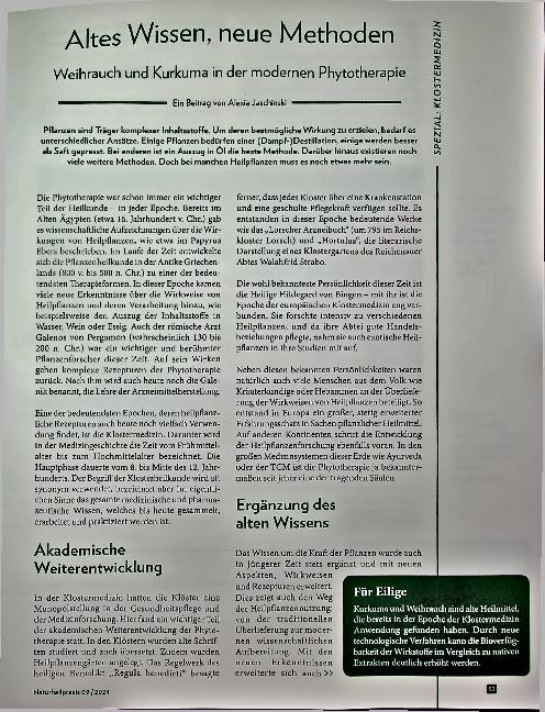 Vorschauseite 1: Altes Wissen, neue Methoden | Weihrauch und Kurkuma in der modernen Phytotherapie