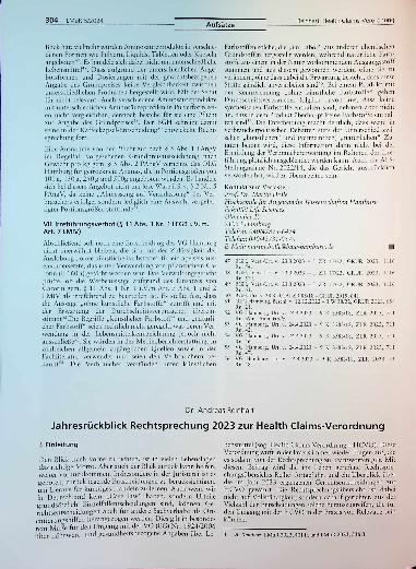Vorschauseite 1: Jahresrückblick Rechtsprechung 2023 zur Health Claims-Verordnung