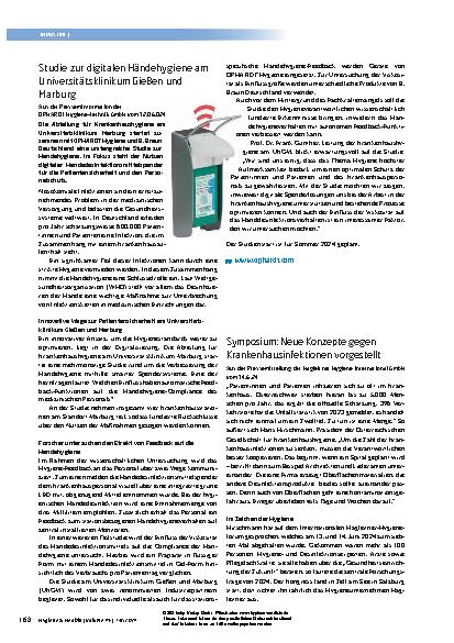 Vorschauseite 1: Studie zur digitalen Händehygiene am Universitätsklinikum Gießen und Marburg