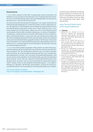 Vorschauseite 3: Candida (Candidozyma) auris: Management eines Langzeitausbruchs auf einer Intensivstation für Brandverletzte
