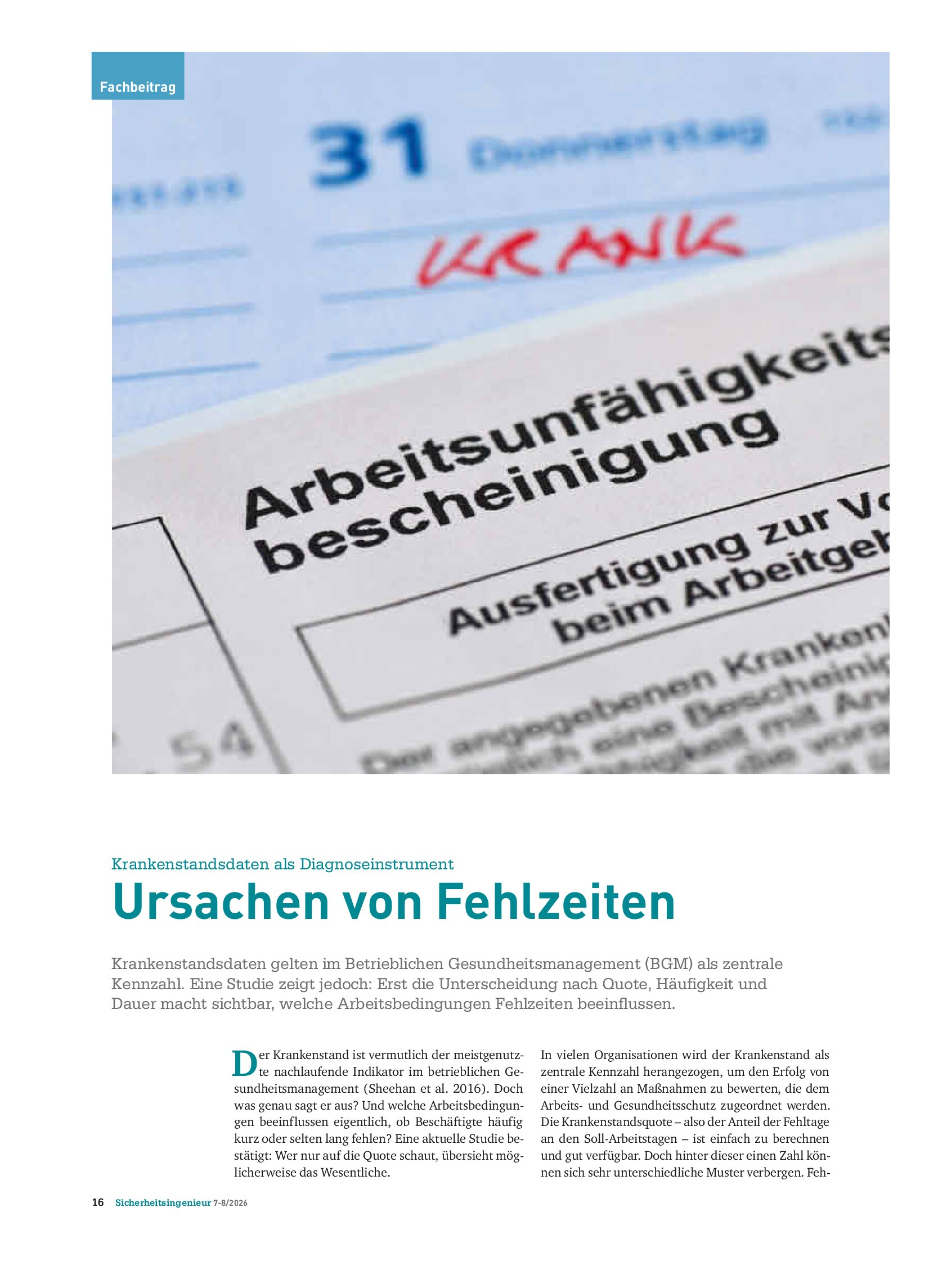 Vorschauseite 1: Krankenstandsdaten als Diagnoseinstrument. Ursachen von Fehlzeiten