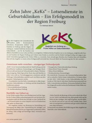 Vorschauseite 1: Zehn Jahre „KeKs“ - Lotsendienste in Geburtskliniken - Ein Erfolgsmodell in der Region Freiburg
